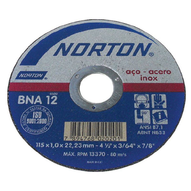 DISCO CORTE INOX 4.1/2 115BNA12 1.6 NORTON 